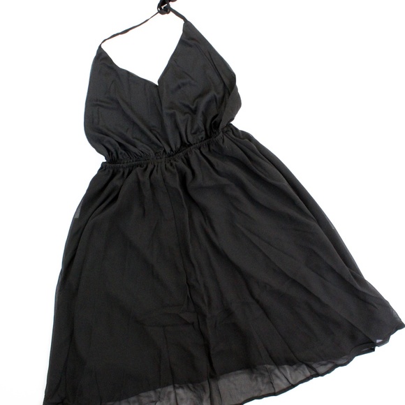 Backless Fit and Flared Black Cocktail Dress - Picture 8 of 8